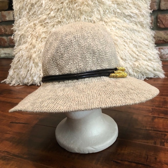 Vintage BoHo Chic Med Brim Brass Floppy Hat